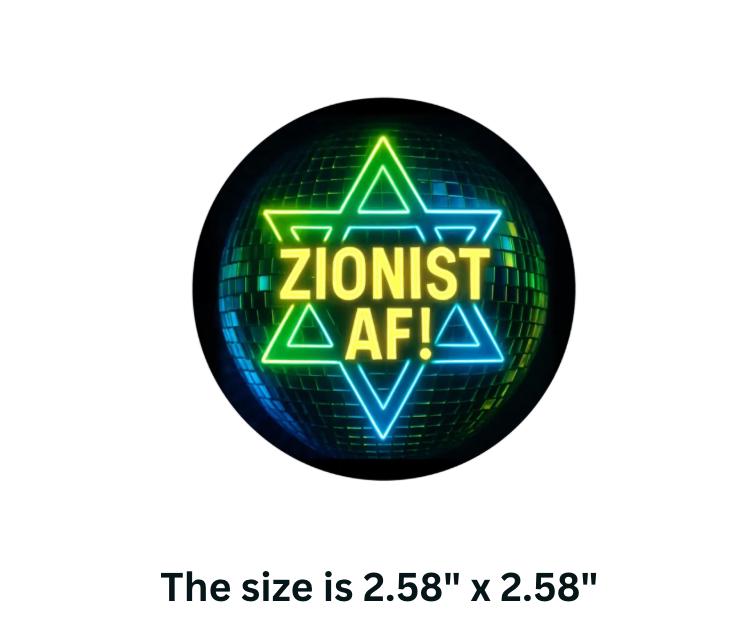 Zionist AF! - Neon Disco Ball - Vinyl Sticker