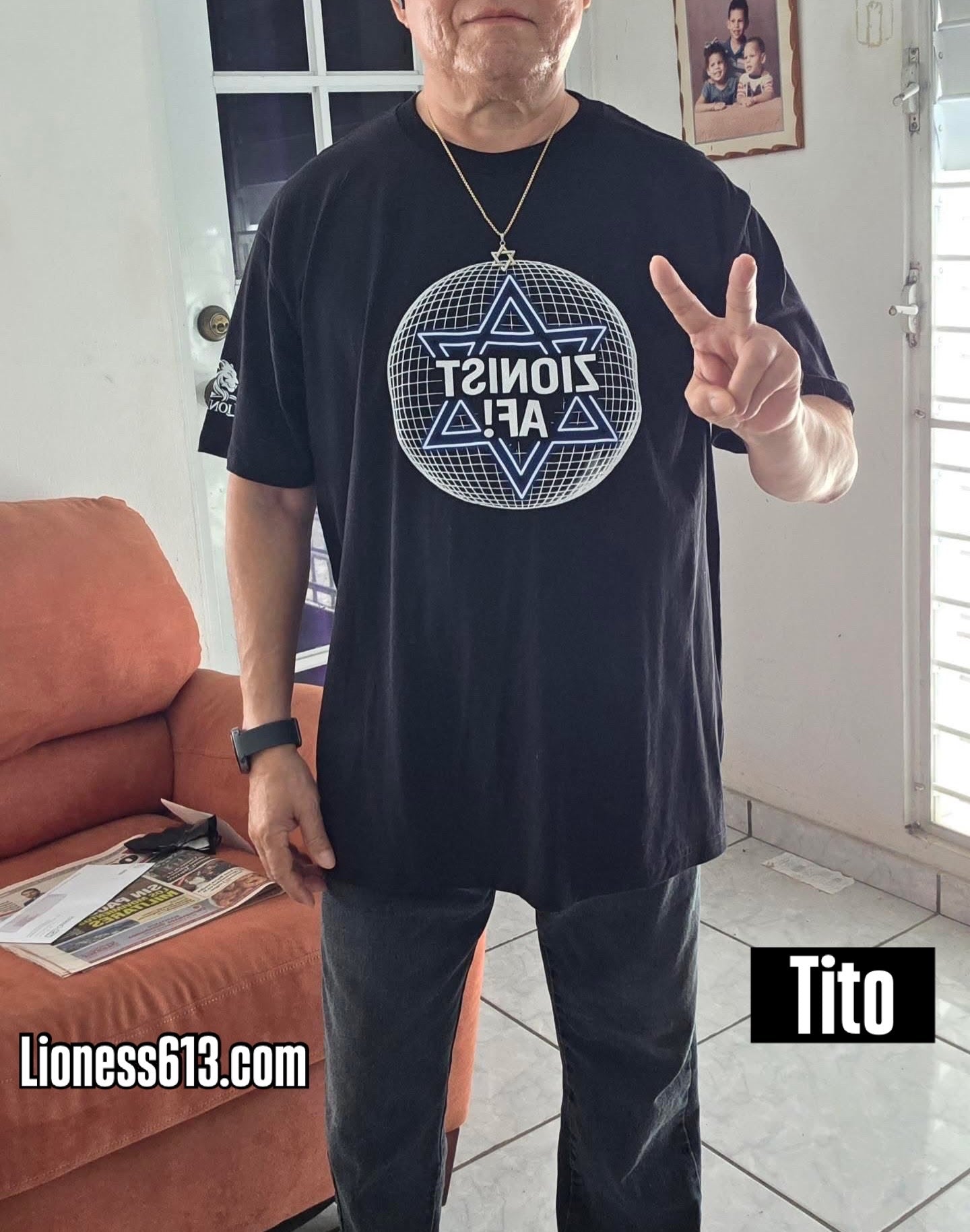 Zionist AF! - Unisex Shirt (in Black & Acid Wash Blue)