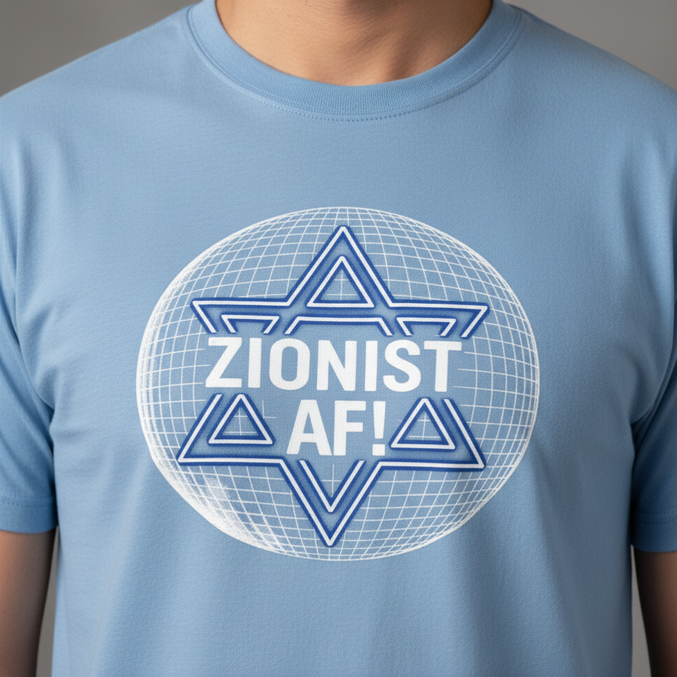 Zionist AF! - Unisex Shirt (in Black & Acid Wash Blue)